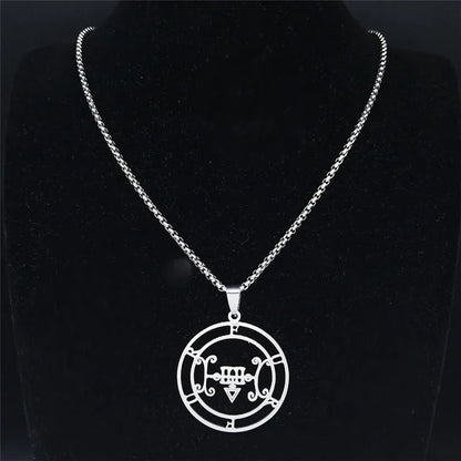 Sigeal Sigil De Lucifer Stainless Steel Satan Necklaces FURFUR Lazer Key Baphomet Stamp Chain Necklace Jewelry collar N3698S03