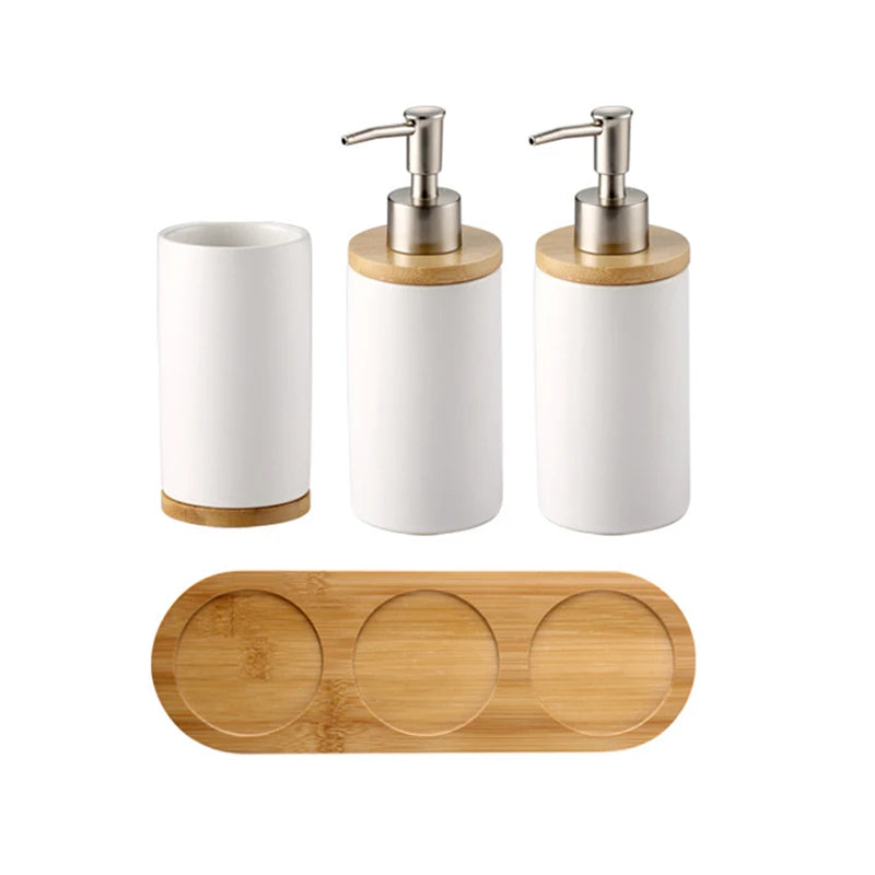 UNTIOR 3PCS Ceramic Bathroom Accessories Set Fashion Soap Dispenser Toothbrush Holder Tumbler Ceramic Household Bathroom Product - AMULET RING STORE