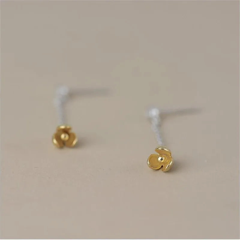 New Fashion Personality Hanging Golden 925 Sterling Silver Jewelry Sweet Temperament Turmeric Flower Dangle Earrings E109
