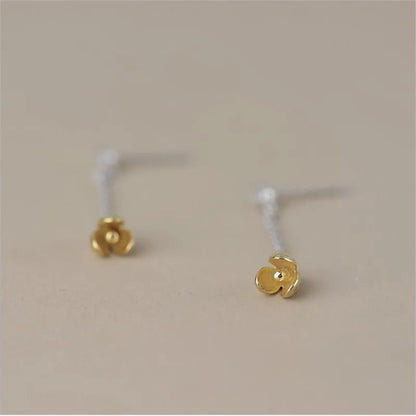 New Fashion Personality Hanging Golden 925 Sterling Silver Jewelry Sweet Temperament Turmeric Flower Dangle Earrings E109