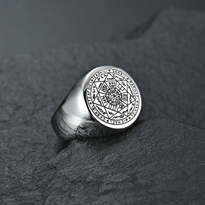 The Key of Solomon Rings Stainless Steel The Seal of the Seven Archangels Ring Amulet