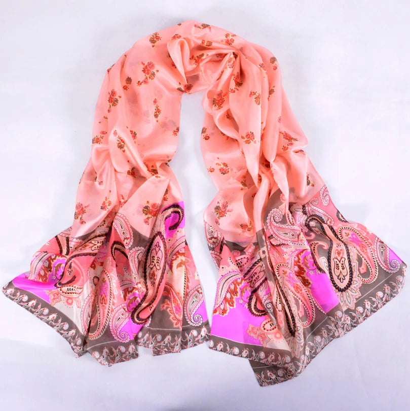 Brand Beige Cartoon Cat 100% Silk Scarf Shawl Bufanda Women Spring Fall Fashion Large Size Winter Long Scarves Bufanda 180*110cm