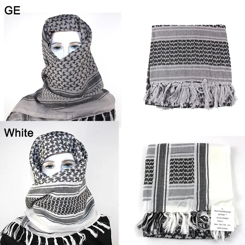 Hot sale Arab Keffiyeh Shemagh Scarf Cotton Winter Shawl Neck Warmer Cover Head Wrap Windproof Tactical Camping Scarf Men Women - AMULET RING STORE