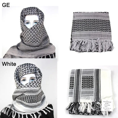 Hot sale Arab Keffiyeh Shemagh Scarf Cotton Winter Shawl Neck Warmer Cover Head Wrap Windproof Tactical Camping Scarf Men Women - AMULET RING STORE