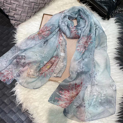 BYSIFA|New Black Pink Peony 100% Silk Shawl Scarf Women Chiffon Long Silk Scarves Cape Summer Foulard Winter Brand Scarves Wraps