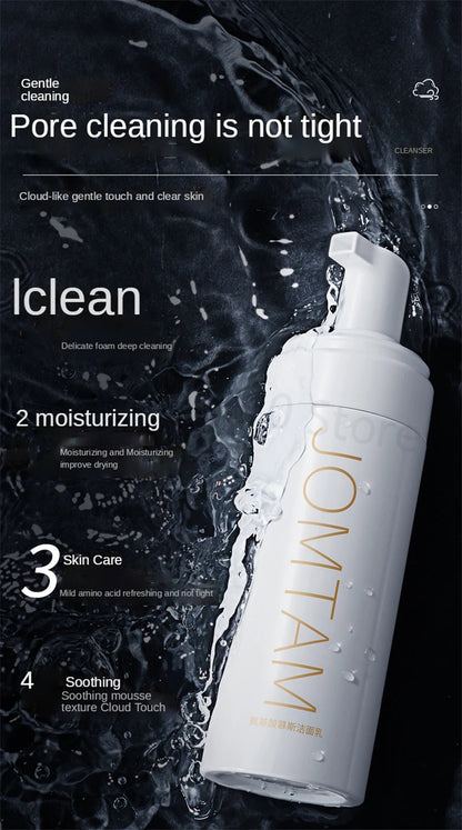 Amino Acid Facial Cleanser Face Wash Cleansing Mousse Moisturizing Oil Control Shrink Pores Makeup Remover Creamy Foam Skin Care - AMULET RING STORE