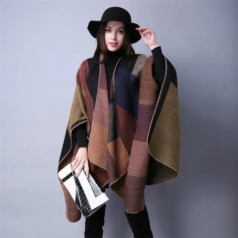 Winter Fashion Poncho Women Capes Scarf Imitation Cashmere Ladies Scarves Warm Shawls Wraps Woman Ponchos Bufanda Mujer Foulard