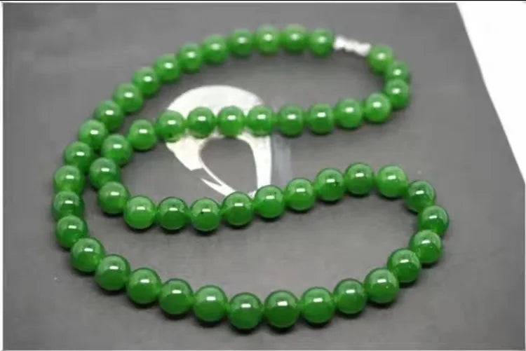 Genuine Natural Green Jade Beaded Necklace Women Fashion Charms Jewellery Real Chinese Jades Stone Accessories Fine Jewelry