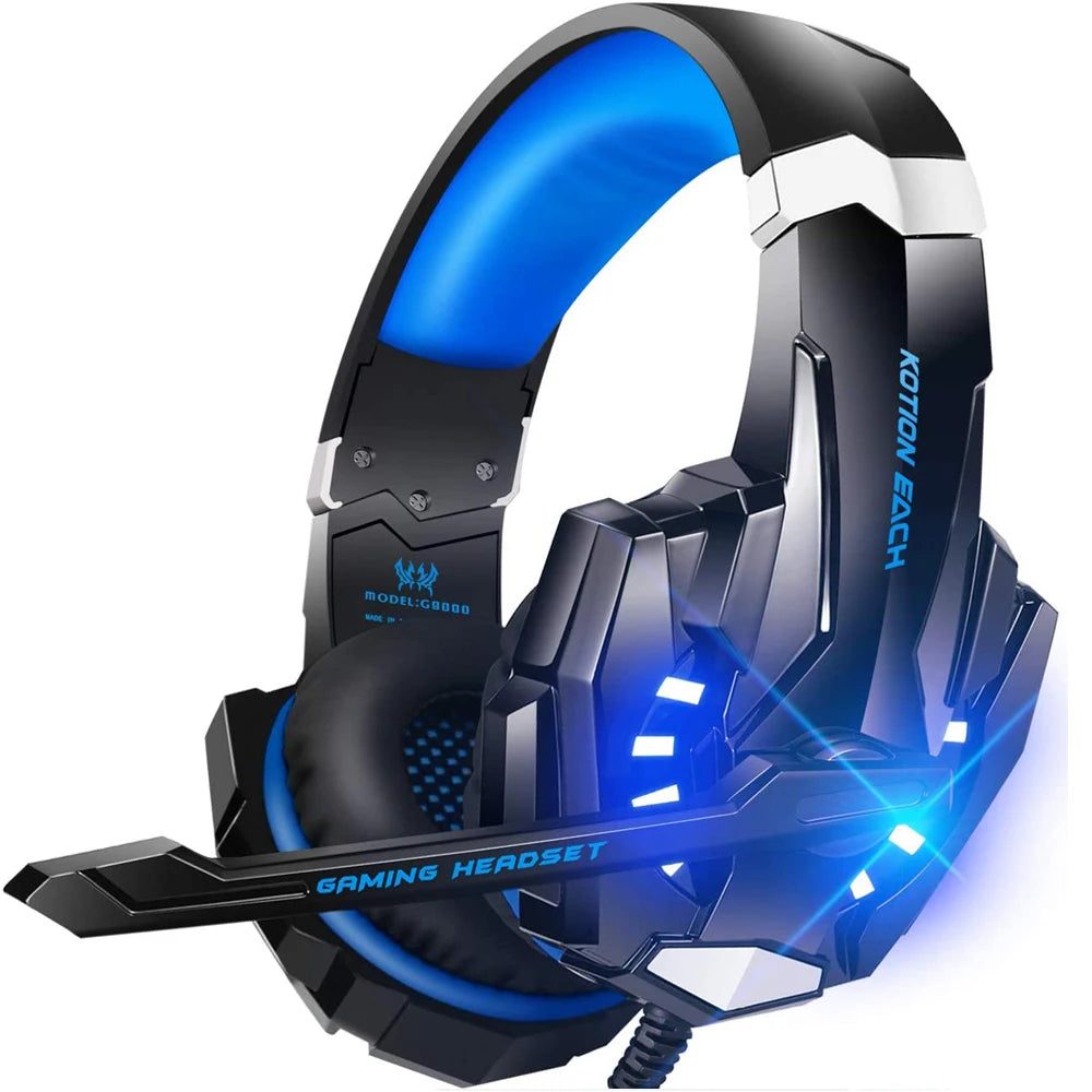 KOTION EACH Gaming Headset Casque Deep Bass Stereo Game Headphone with Microphone LED Light for PS4 Phone Laptop PC Gamer