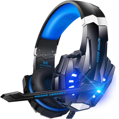 KOTION EACH Gaming Headset Casque Deep Bass Stereo Game Headphone with Microphone LED Light for PS4 Phone Laptop PC Gamer