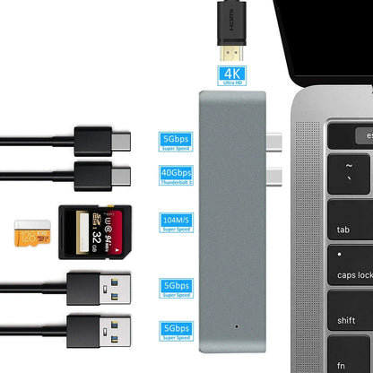 USB 3.1 Type-C Hub to HDMI Adapter 4K Thunderbolt 3 USB C Hub 3.0 TF SD Reader Slot PD For MacBook Air 13 15 Pro 14 M4 M3 M2 M1
