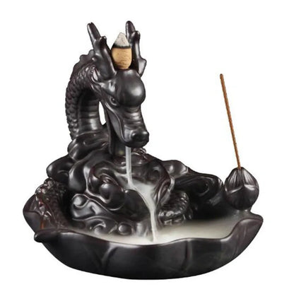 Backflow Incense Burner Incense Holder Auspicous Dragon Waterfall Aroma Furnace China Ceramic Crafts Zen Home Decor - AMULET RING STORE
