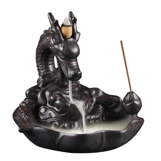Backflow Incense Burner Incense Holder Auspicous Dragon Waterfall Aroma Furnace China Ceramic Crafts Zen Home Decor - AMULET RING STORE
