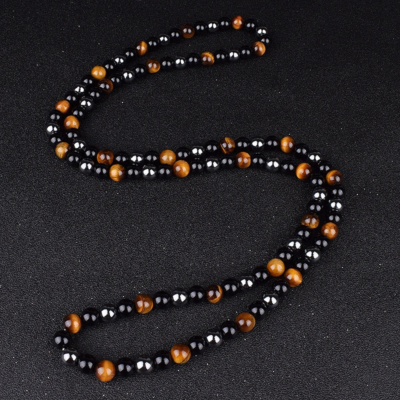 Natural Tiger Eye Stone Beads Necklaces Men Fashion Meditation Yoga Necklaces for Women New Design Handmade Reiki Prayer Jewelry