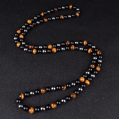 Natural Tiger Eye Stone Beads Necklaces Men Fashion Meditation Yoga Necklaces for Women New Design Handmade Reiki Prayer Jewelry