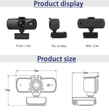 Webcam 2K Full HD 1080P Web Camera Autofocus With Microphone USB Web Cam For PC Computer Mac Laptop Desktop YouTube Webcamera