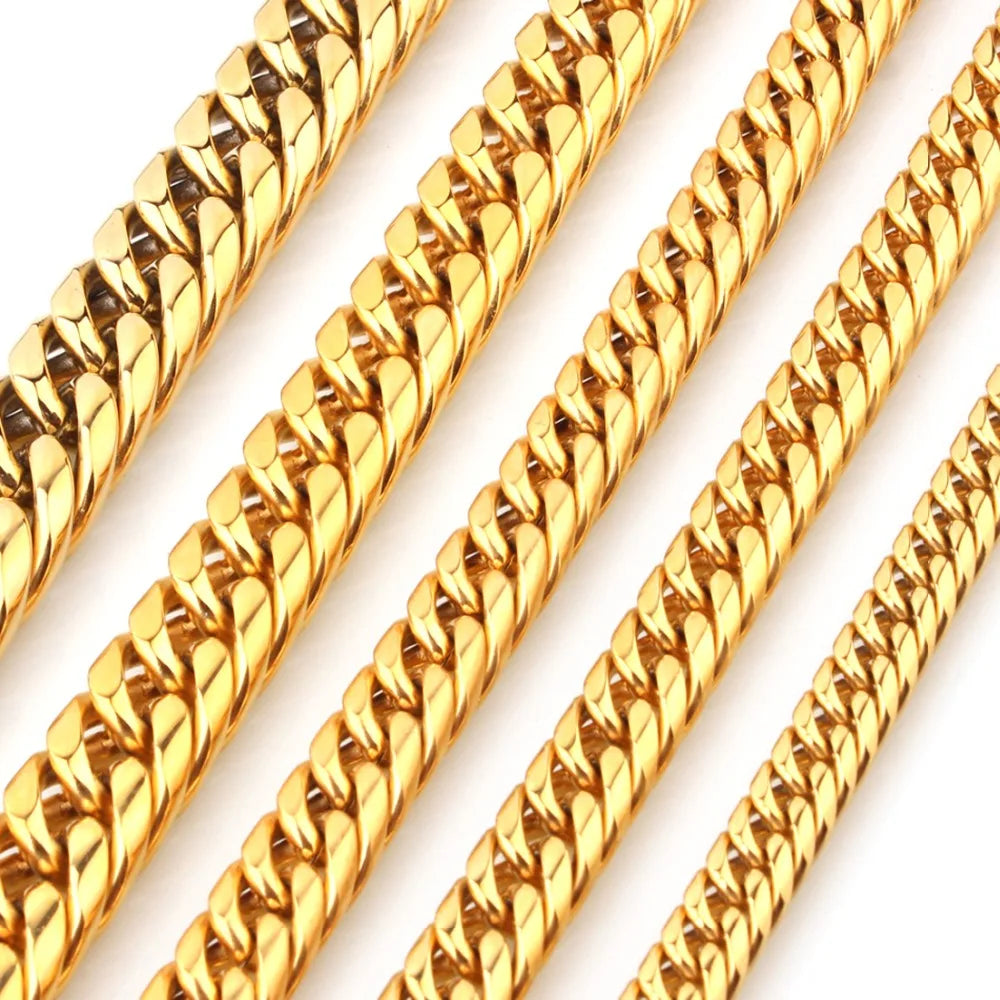 Heavy 16/20mm Gold Color Cuban Curb Link Chain Stainless Steel Necklace Mens Gift Custom Size 7-40inch - AMULET RING STORE