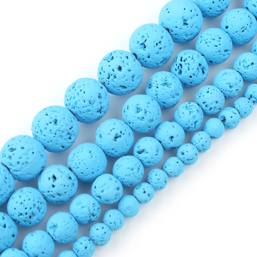 Real Natural Blue Stone Beads Turquoises Agates Amazonite Jades Tiger Eye Round Beads for DIY Couple's Bracelet Jewelry Making - AMULET RING STORE