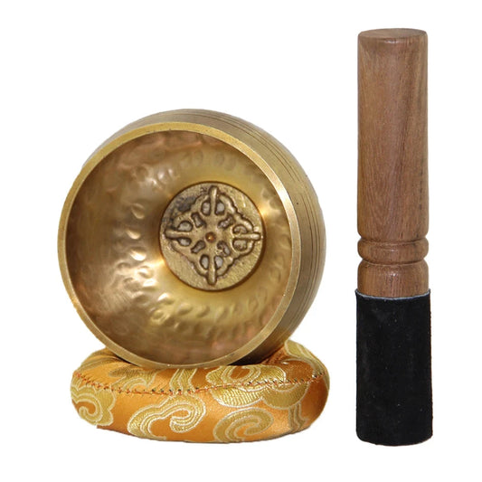 3.15 inch (8 CM) Silent Mind Tibetan Singing Bowl Set Antique Design With Dual Surface Mallet and Yoga physiotherapy - AMULET RING STORE
