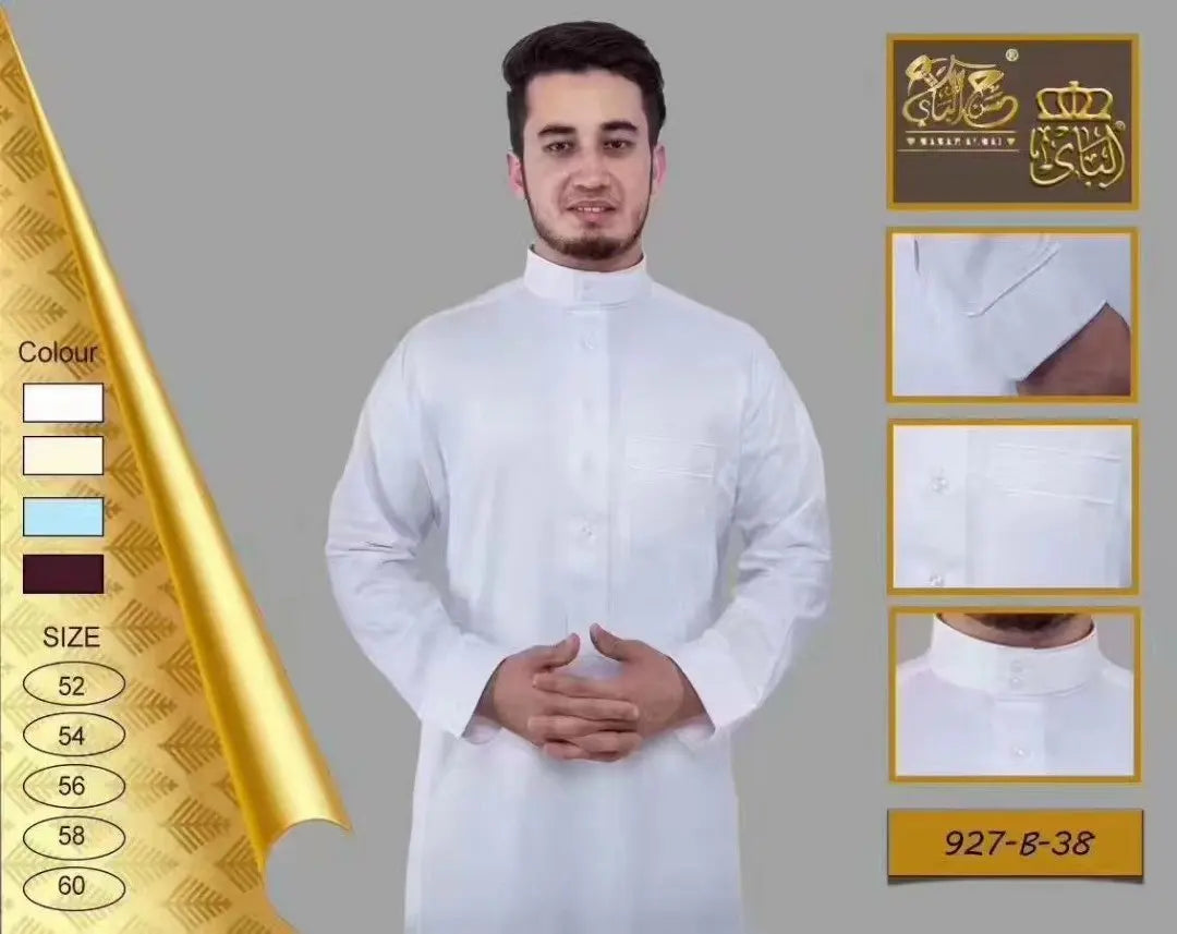 Islamic Clothing Men Length Long Sleeve Loose Muslim Men Saudi Arabia Pakistan Kurta Muslim Costumes Muslim Dress Kaftan Thobe - AMULET RING STORE