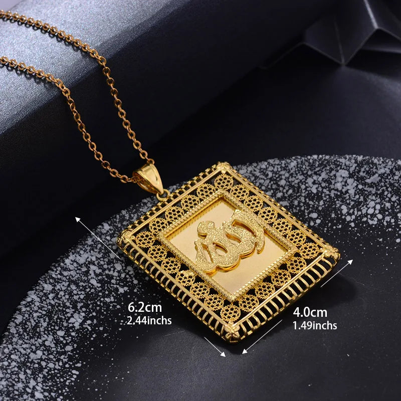 Allah New women gold color necklaces pendant chain