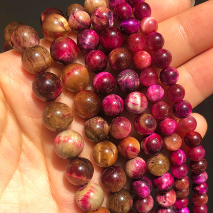 Natural Stone Multicolor Tiger Eye Round Loose Beads For Jewelry Making 4 6 8 10 12 14mm DIY Bracelet Accessories 15'' Strands - AMULET RING STORE