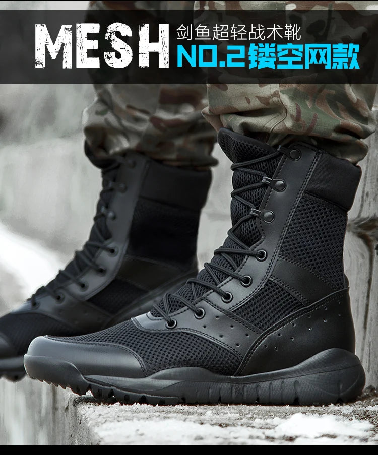 Summer Combat Boot Men Women Climbing Training Lightweight Waterproof Tactical Boots Outdoor Hiking Breathable Mesh Shoes - AMULET RING STORE
