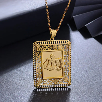 Allah New women gold color necklaces pendant chain AMULET RING STORE