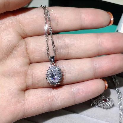 Princess Diana pendants 925 Sterling silver AAAAA cz Statement Royal Wedding Pendant necklace for Women Birthstone Party Jewelry