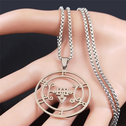 Sigeal Sigil De Lucifer Stainless Steel Satan Necklaces FURFUR Lazer Key Baphomet Stamp Chain Necklace Jewelry collar N3698S03