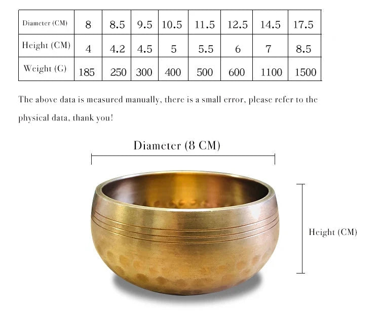 3.15 inch (8 CM) Silent Mind Tibetan Singing Bowl Set Antique Design With Dual Surface Mallet and Yoga physiotherapy - AMULET RING STORE