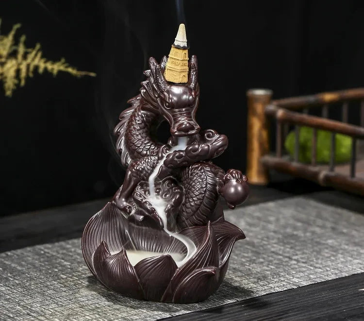 Y The Western Pterosaur Backflow Incense Burner Dragon for Incense Sticks Living Room Smoke Waterfall Incense Base Ceramic Stove - AMULET RING STORE