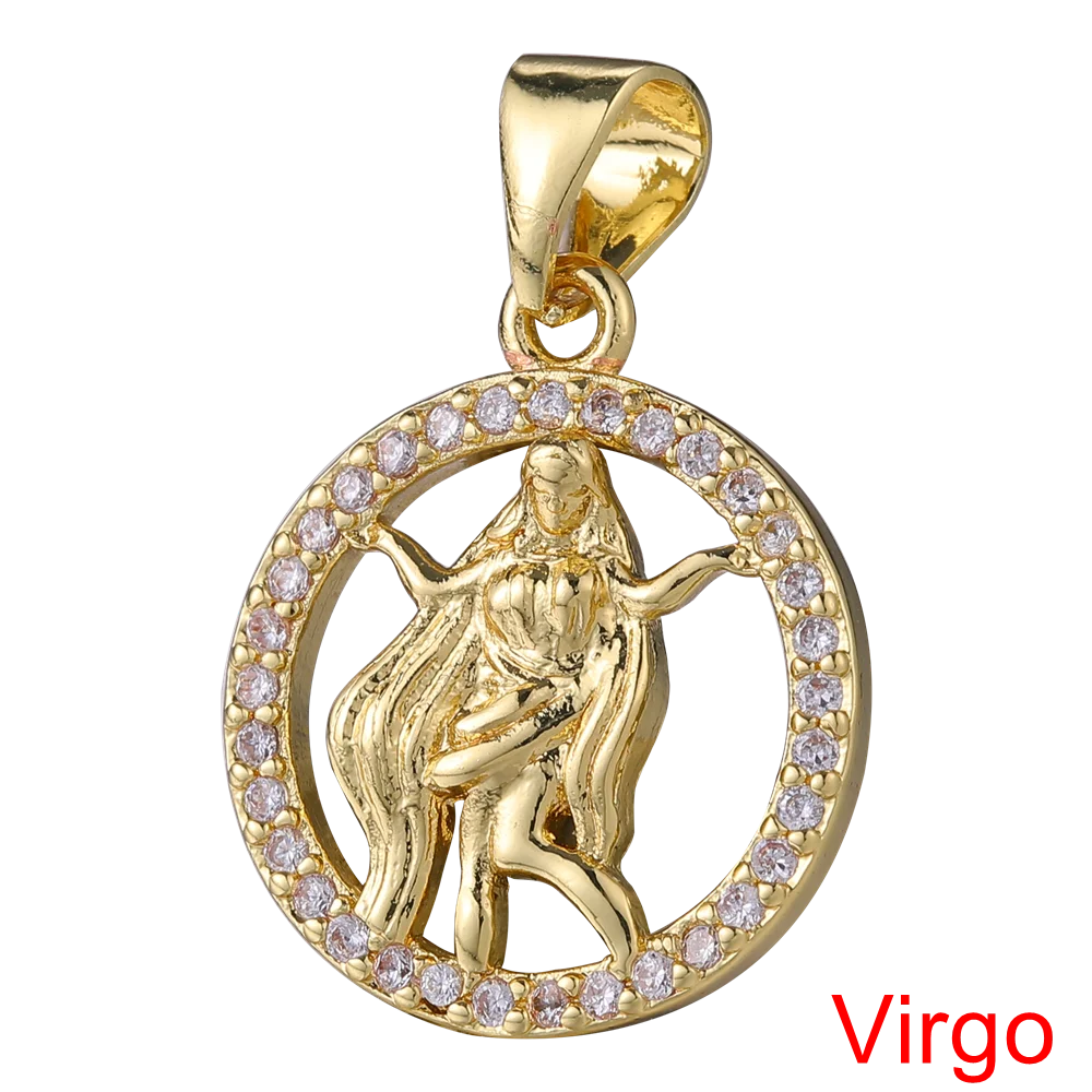 Juya DIY Imitation Pearl Shell 18K Gold Plated 12 Zodiac Charms For Handmade Fashion Birthstone Season Pendants Jewelry Making