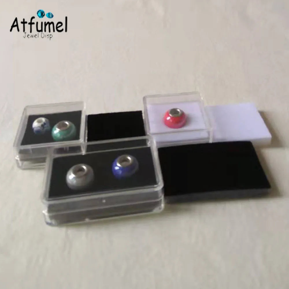 Transperant Square Diamond Jewelry Storage Box Stone Display Case Round Gemstone Organizer 1Pc Small Coin Ring Travel Gift Box - AMULET RING STORE