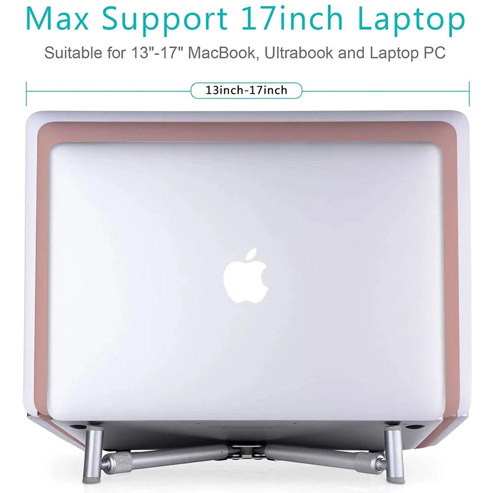 Portable Laptop Stand Aluminum Alloy Holder Foldable Universal Notebook PC Riser Support for Macbook Pro Android 12~17in Laptop - AMULET RING STORE