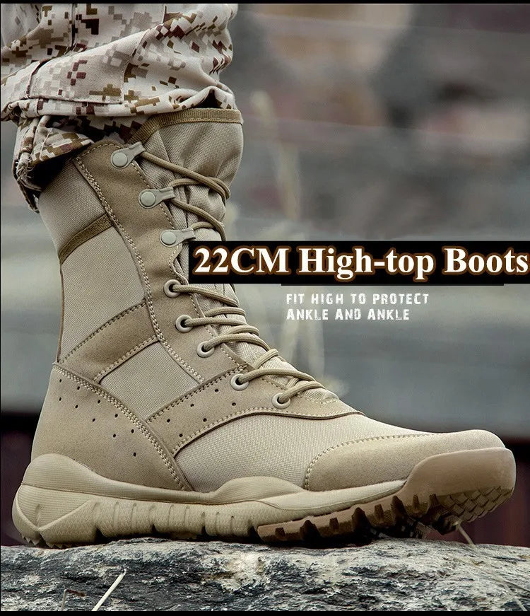 Summer Combat Boot Men Women Climbing Training Lightweight Waterproof Tactical Boots Outdoor Hiking Breathable Mesh Shoes - AMULET RING STORE