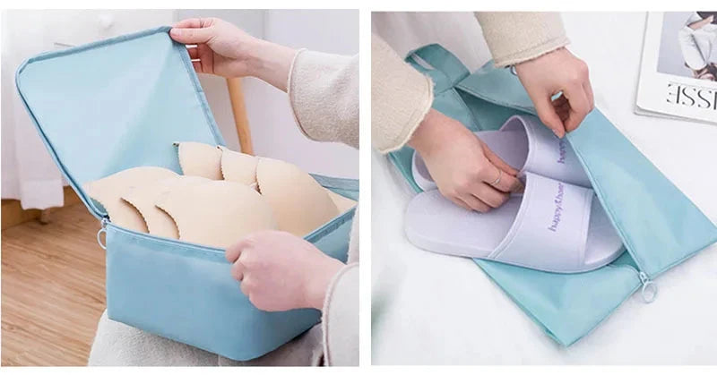 9 Pieces Set Travel Organizer Storage Bags Suitcase Packing Set Storage Cases Portable Luggage Organizer Clothes Shoe Tidy Pouch - AMULET RING STORE