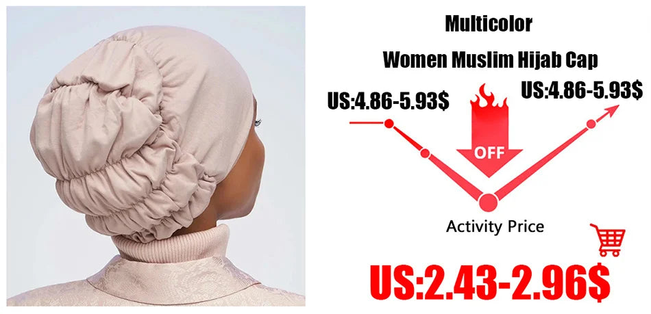 Cotton print muslim turban scarf for women islamic inner hijab caps Arab wrap head scarves femme musulman turbante mujer - AMULET RING STORE