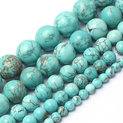 Real Natural Blue Stone Beads Turquoises Agates Amazonite Jades Tiger Eye Round Beads for DIY Couple's Bracelet Jewelry Making - AMULET RING STORE