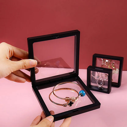1Pc PE Film Jewelry Storage Box Brooch Coin Gems Jewelry Storage Box Dustproof Exhibition Decoration Floating Ring Case - AMULET RING STORE