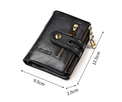 New Men Wallets PU Leather Short Card Holder Chain Luxury Brand Men's Purse High Quality Classic Retro Male Wallet - AMULET RING STORE