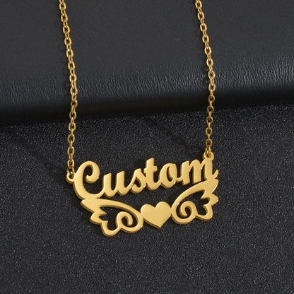 Personalized Love Heart Name Necklace - Stainless Steel Custom Jewelry