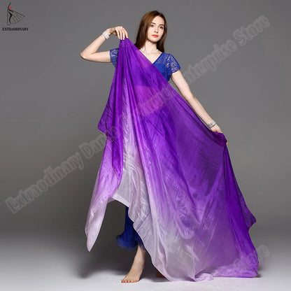 Silk Shawl For Belly Dancing Shawls Belly Dance Silk Veil Scarves Face Customized Hand Thrown Scarf Gradient 200cm 250cm 270cm