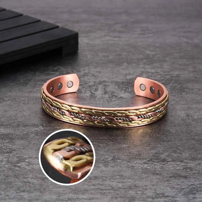 Vinterly Cross Copper Bracelets Gold-color Rose Twisted Magnetic Women Adjustable Open Cuff Bangles Resizable Jewelry Magnets