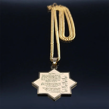 2024 Muslim Islamic Quran Stainless Steel Chain Necklace Women/Men Gold Color Necklaces Pendants Jewelry gargantilla N2279S05