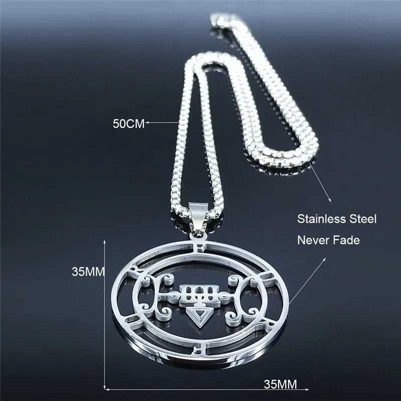 Sigeal Sigil De Lucifer Stainless Steel Satan Necklaces FURFUR Lazer Key Baphomet Stamp Chain Necklace Jewelry collar N3698S03