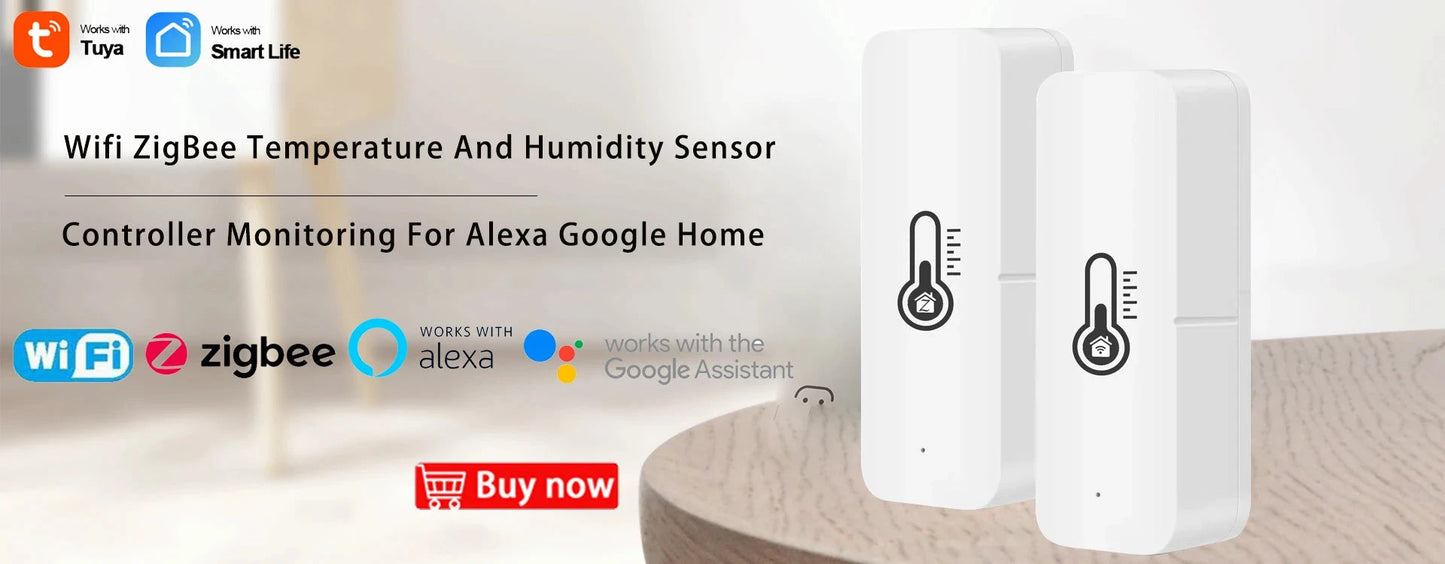 Tuya Smart WIFI Temperature and Humidity Sensor with Backlight LCD Display Indoor Thermometer Hygrometer Meter Support Alexa - AMULET RING STORE