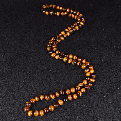 Natural Tiger Eye Stone Beads Necklaces Men Fashion Meditation Yoga Necklaces for Women New Design Handmade Reiki Prayer Jewelry