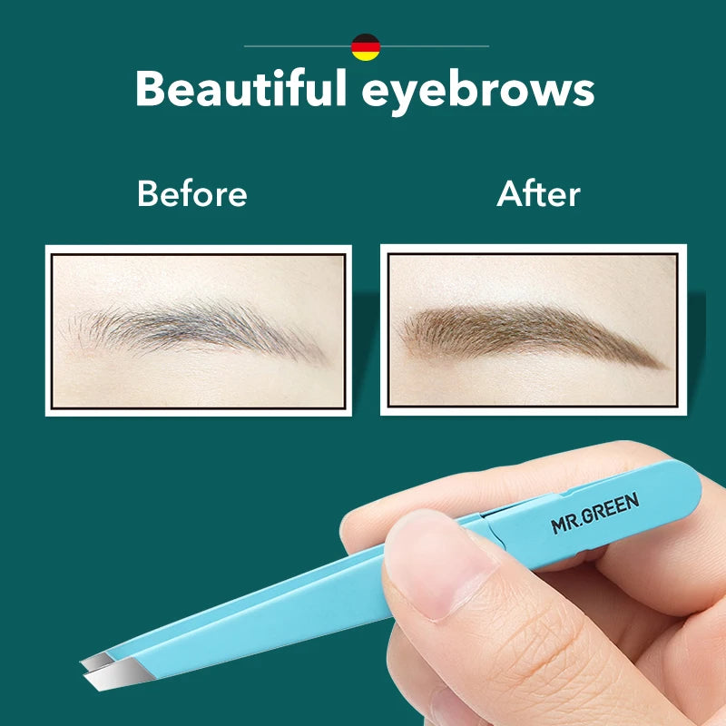 MR.GREEN Eyebrow Tweezer Colorful Hair Beauty Fine Hairs Puller Stainless Steel Slanted Eye Brow Clips Removal Makeup Tools - AMULET RING STORE