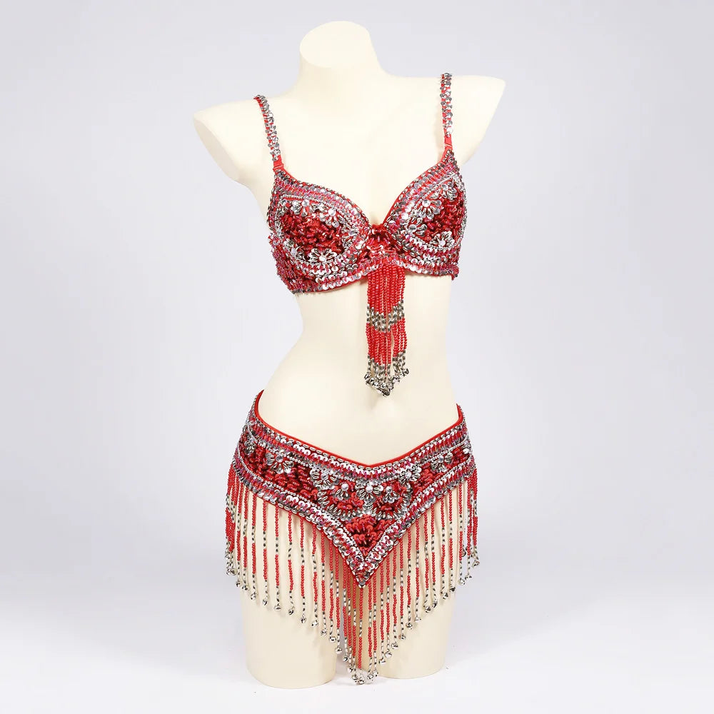 Special Customizable Hand Beaded Oriental Belly Dance Costumes Bra or Belt Separately XL Size 20-30 days